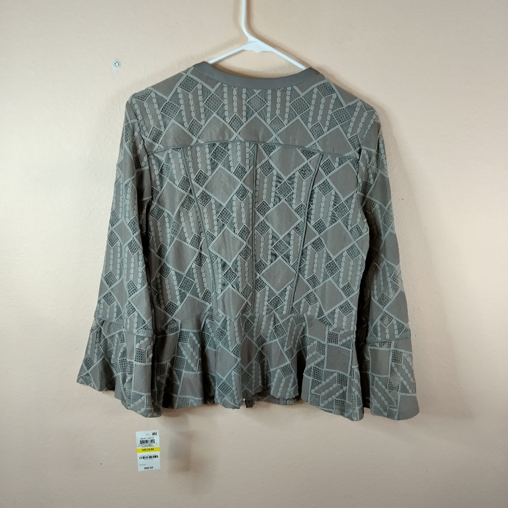 I.N.C. International Concepts women's truffle taupe lace zip up Size M